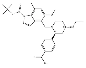 CAS:2803364-77-2 4-((2S,4S)-4-ethoxy-1-((tert-butoxycarbonyl-5-methoxy-7-methyl-1H-indol-4-yl)methyl)piperidin-2-yl)benzoesäure
